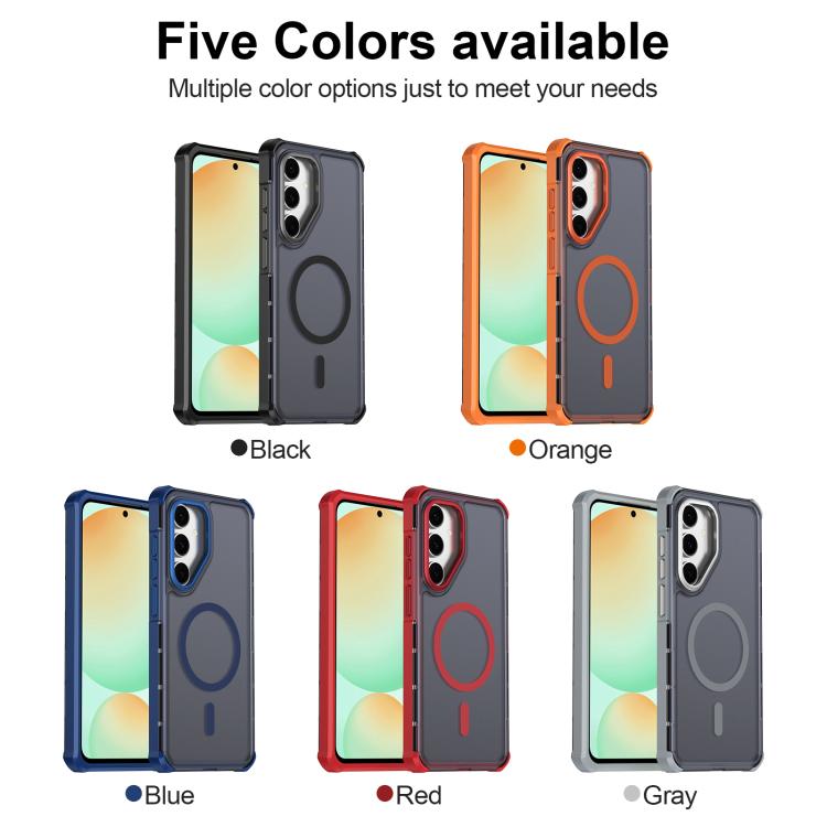 For Samsung Galaxy S24 5G Skin Feel Semi-transparent Frosted Magnetic Four-Corner Shockproof Phone Case