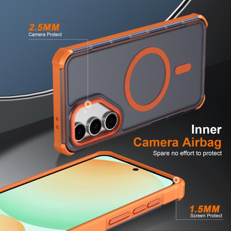 For Samsung Galaxy S24 5G Skin Feel Semi-transparent Frosted Magnetic Four-Corner Shockproof Phone Case