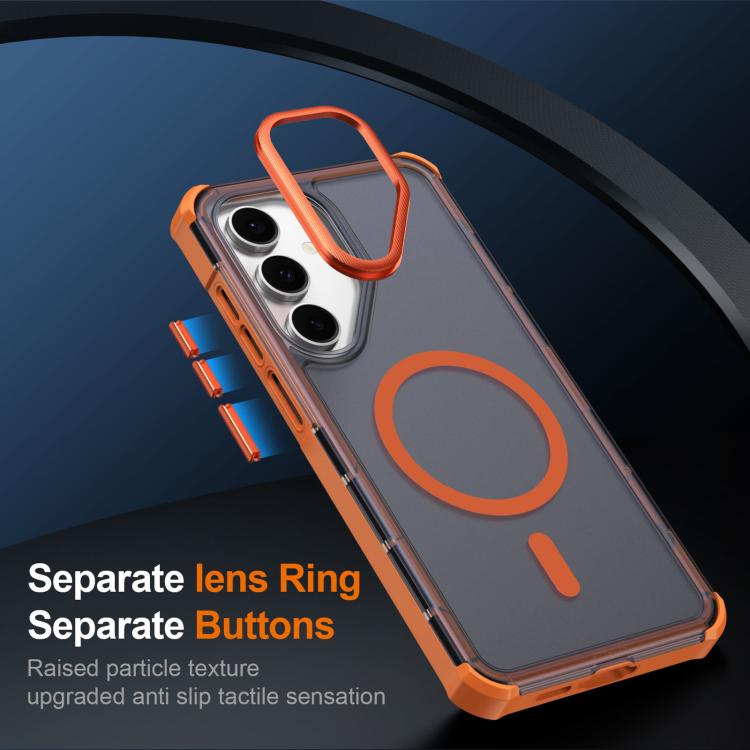 For Samsung Galaxy S24 5G Skin Feel Semi-transparent Frosted Magnetic Four-Corner Shockproof Phone Case