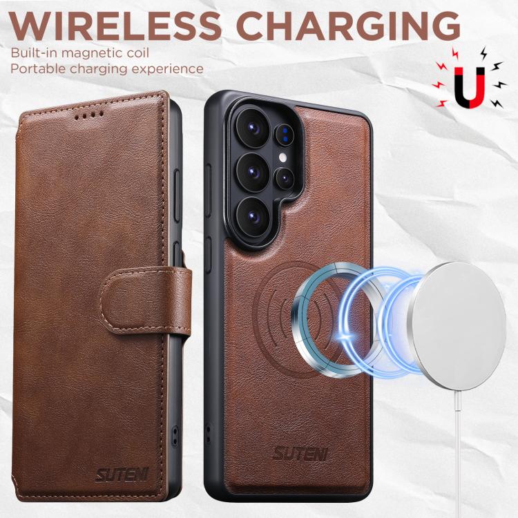 For Samsung Galaxy S26 Ultra 5G Suteni Q05S5 3-in-1 Detachable Bottle Opener Card Bag Magnetic Cowhide Vegan Leather Phone Case