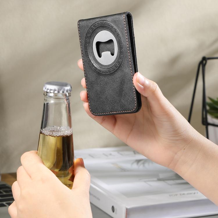 For Samsung Galaxy S23 Ultra 5G Suteni Q05S5 3-in-1 Detachable Bottle Opener Card Bag Magnetic Cowhide Vegan Leather Phone Case