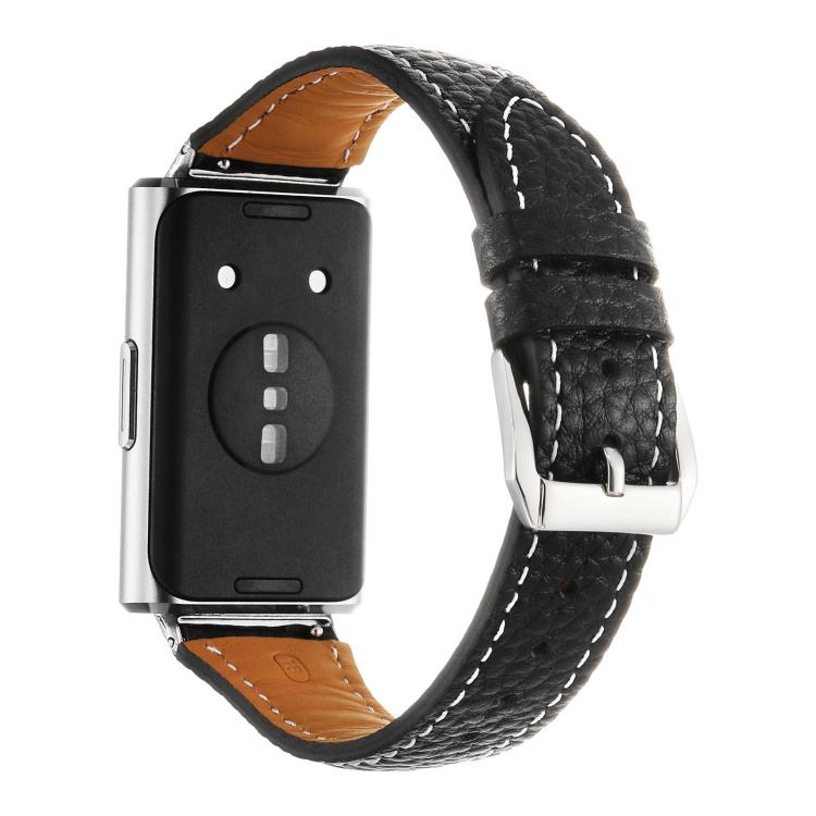 For Huawei Band 11 / Band 11 Pro Lychee Texture Pin Buckle Genuine Leather Watch Band
