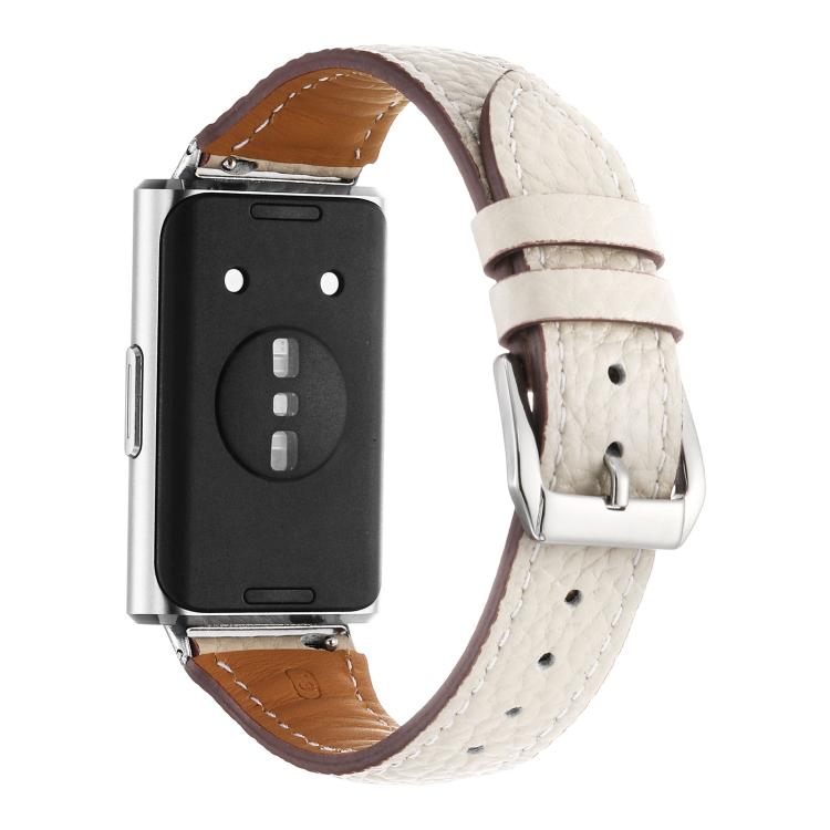 For Huawei Band 11 / Band 11 Pro Lychee Texture Pin Buckle Genuine Leather Watch Band