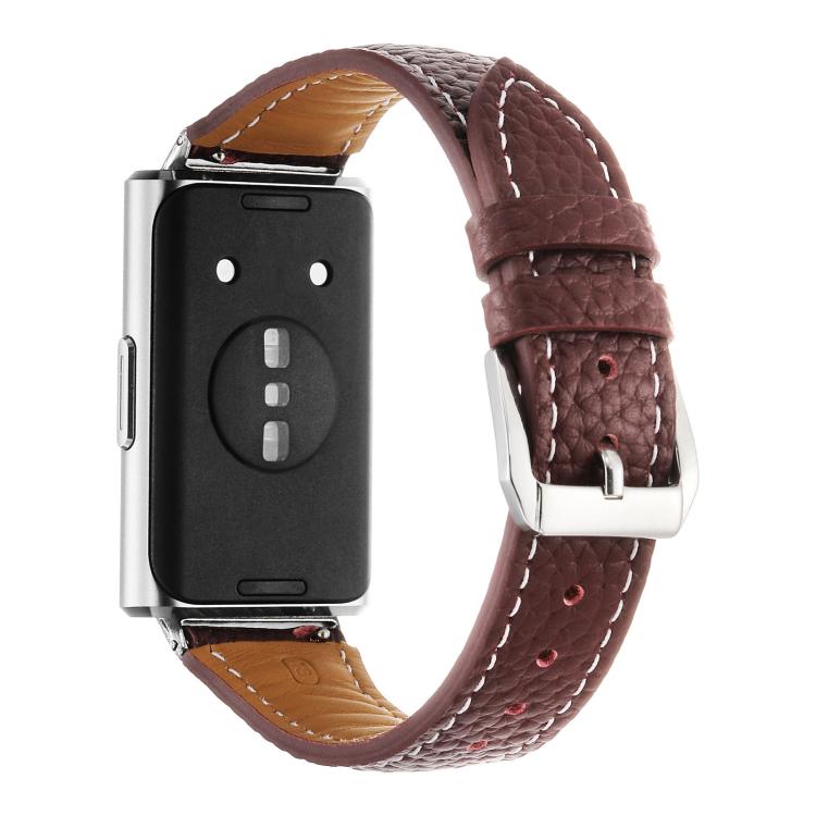 For Huawei Band 11 / Band 11 Pro Lychee Texture Pin Buckle Genuine Leather Watch Band