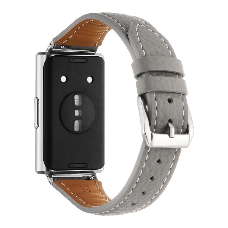 For Huawei Band 11 / Band 11 Pro Lychee Texture Pin Buckle Genuine Leather Watch Band