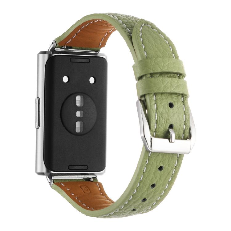 For Huawei Band 11 / Band 11 Pro Lychee Texture Pin Buckle Genuine Leather Watch Band