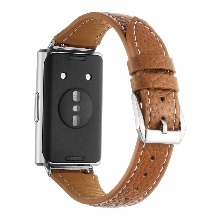 For Huawei Band 11 / Band 11 Pro Lychee Texture Pin Buckle Genuine Leather Watch Band