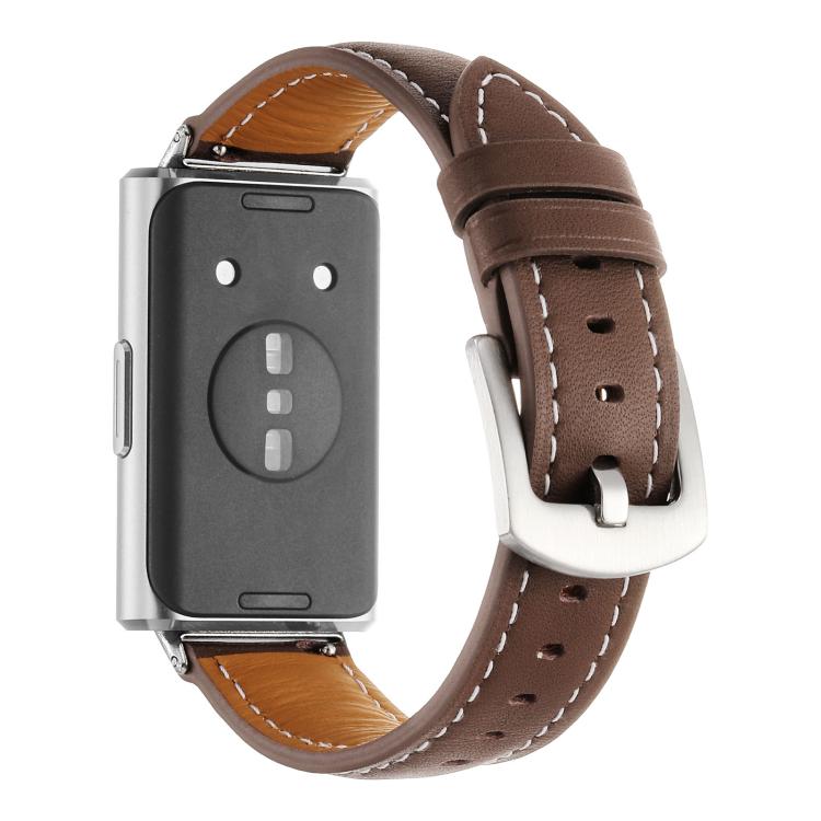 For Huawei Band 11 / Band 11 Pro Plain Genuine Leather Watch Band