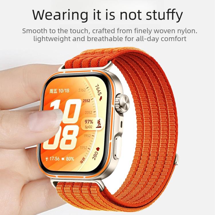 For Huawei Watch Fit 5 / Fit 5 Pro Cloud-Feel Breathable Nylon Woven Metal Head Watch Band