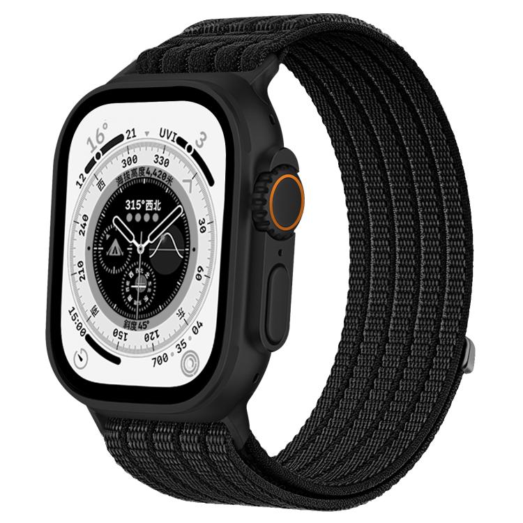For Apple Watch 46mm / 49mm / 45mm / 44mm Cloud-Feel Breathable Nylon Woven Metal Head Watch Band