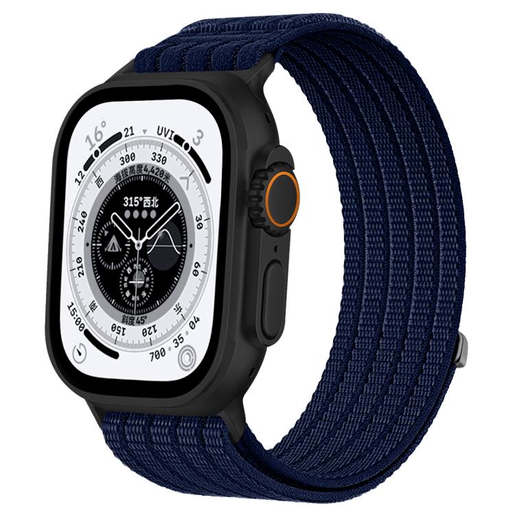 For Apple Watch 46mm / 49mm / 45mm / 44mm Cloud-Feel Breathable Nylon Woven Metal Head Watch Band
