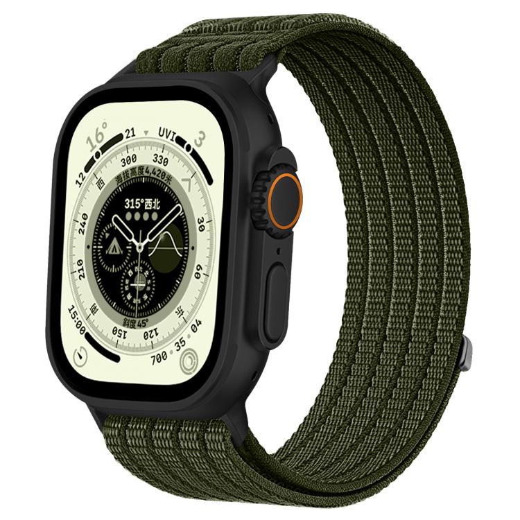 For Apple Watch 46mm / 49mm / 45mm / 44mm Cloud-Feel Breathable Nylon Woven Metal Head Watch Band