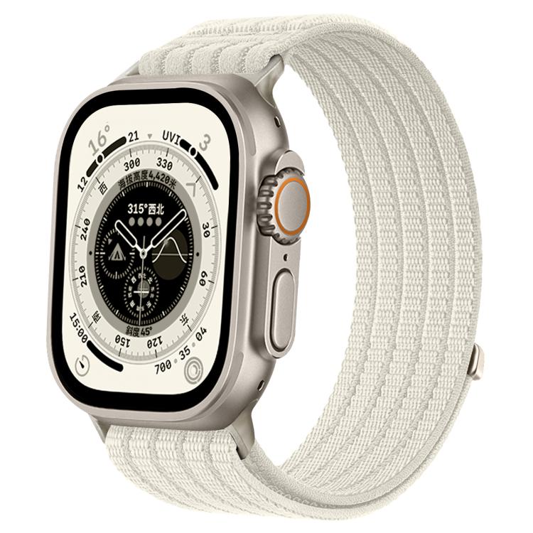 For Apple Watch 46mm / 49mm / 45mm / 44mm Cloud-Feel Breathable Nylon Woven Metal Head Watch Band