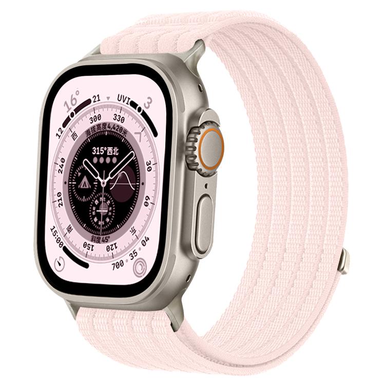 For Apple Watch 46mm / 49mm / 45mm / 44mm Cloud-Feel Breathable Nylon Woven Metal Head Watch Band