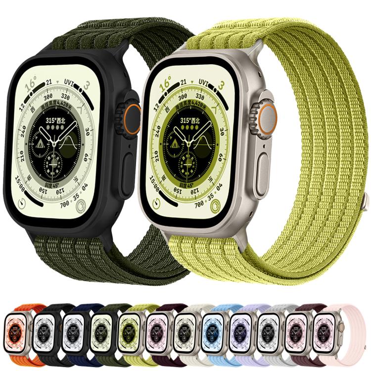 For Apple Watch 46mm / 49mm / 45mm / 44mm Cloud-Feel Breathable Nylon Woven Metal Head Watch Band