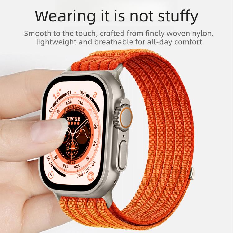 For Apple Watch 42mm / 41mm / 40mm / 38mm Cloud-Feel Breathable Nylon Woven Metal Head Watch Band