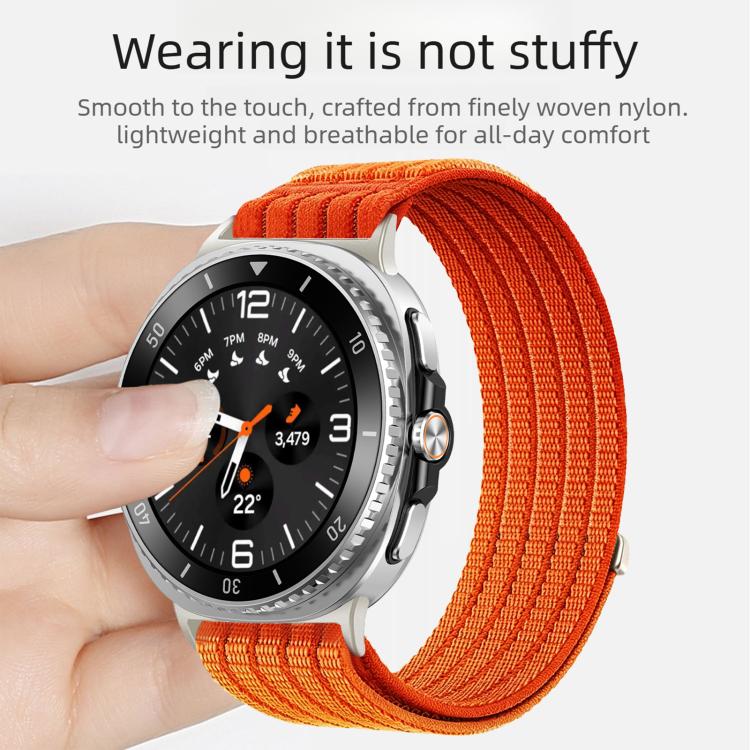 For Samsung Galaxy Watch8 / Watch8 Classic Cloud-Feel Breathable Nylon Woven Metal Head Watch Band