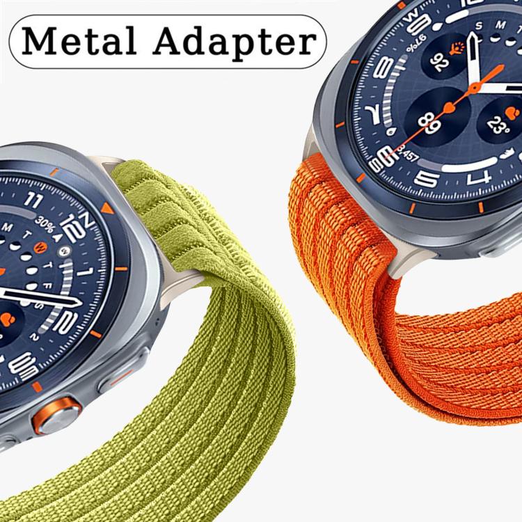 For Samsung Galaxy Watch Ultra 47mm / Ultra 2025 Cloud-Feel Breathable Nylon Woven Metal Head Watch Band