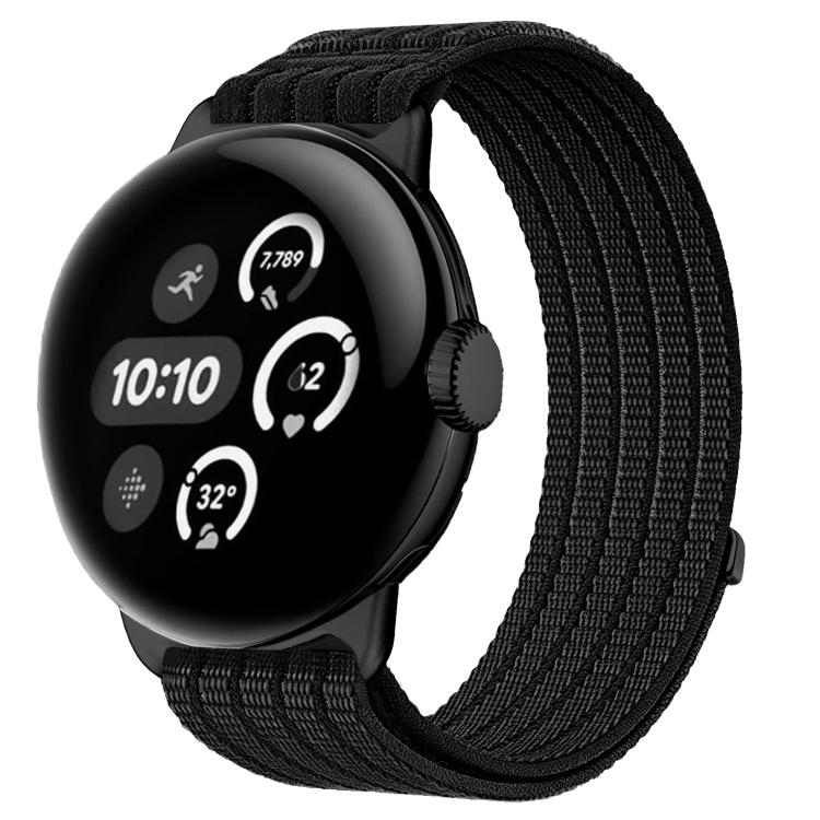For Google Pixel Watch 4 / Watch 3 45mm Cloud-Feel Breathable Nylon Woven Metal Head Watch Band