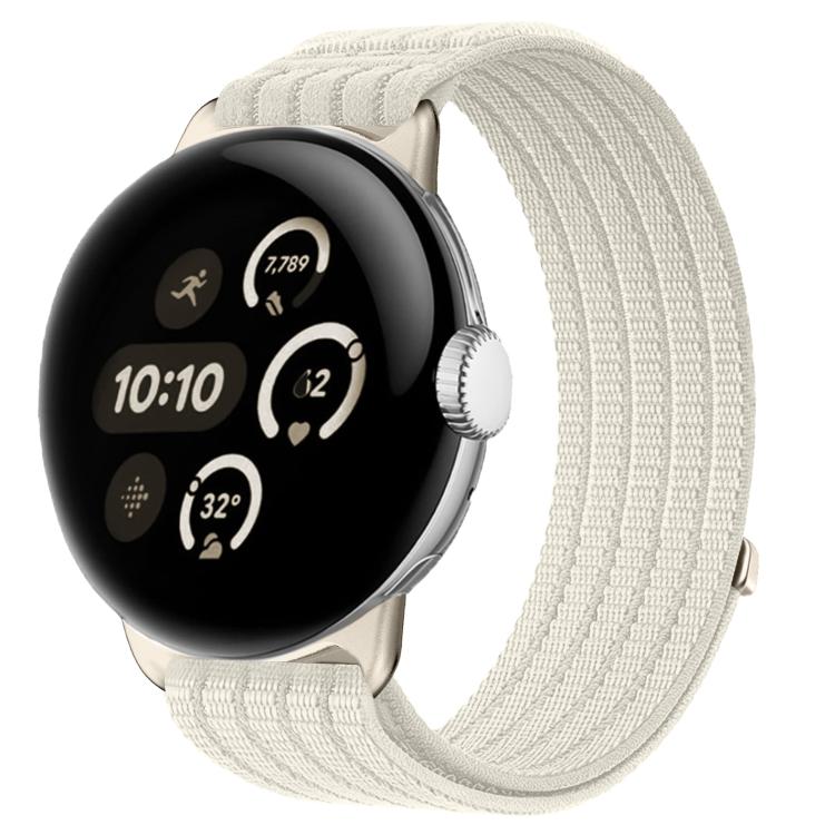 For Google Pixel Watch 4 / Watch 3 45mm Cloud-Feel Breathable Nylon Woven Metal Head Watch Band