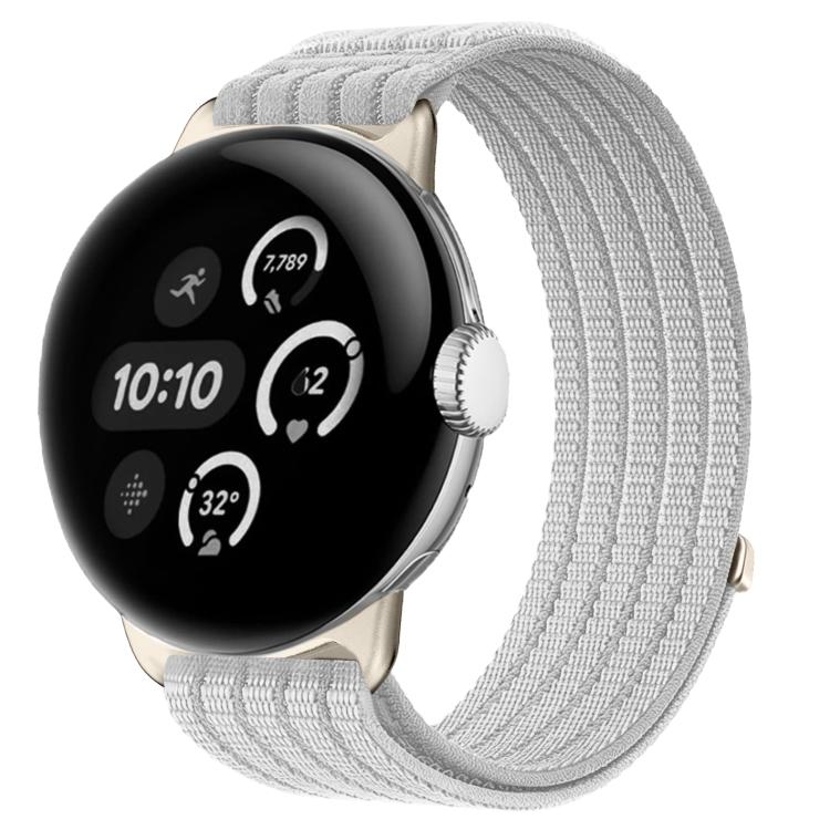 For Google Pixel Watch 4 / Watch 3 45mm Cloud-Feel Breathable Nylon Woven Metal Head Watch Band