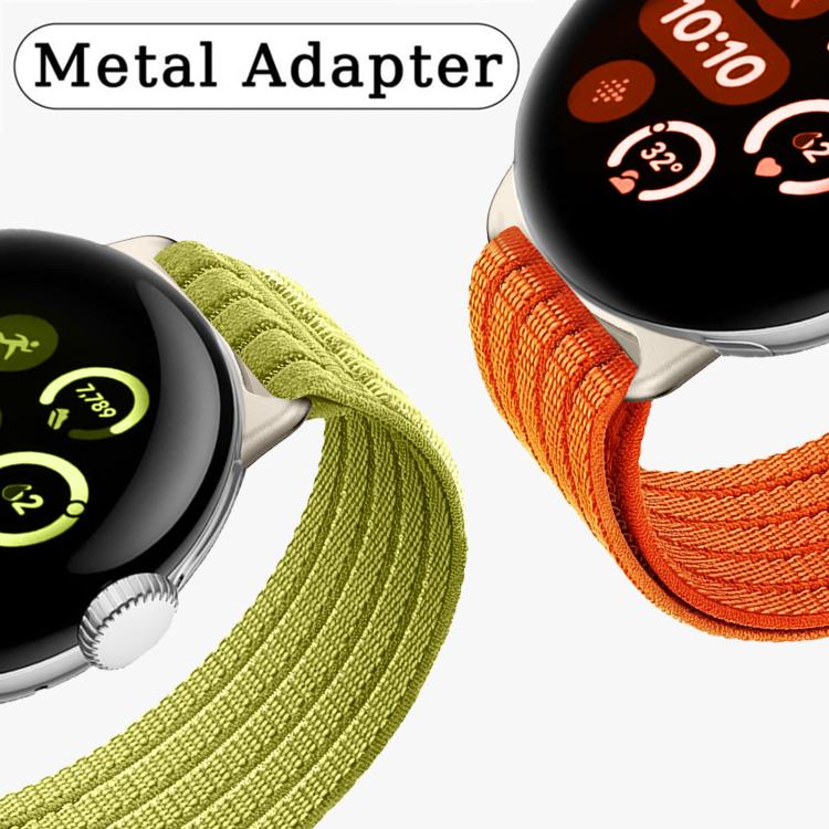 For Google Pixel Watch 4 / Watch 3 45mm Cloud-Feel Breathable Nylon Woven Metal Head Watch Band