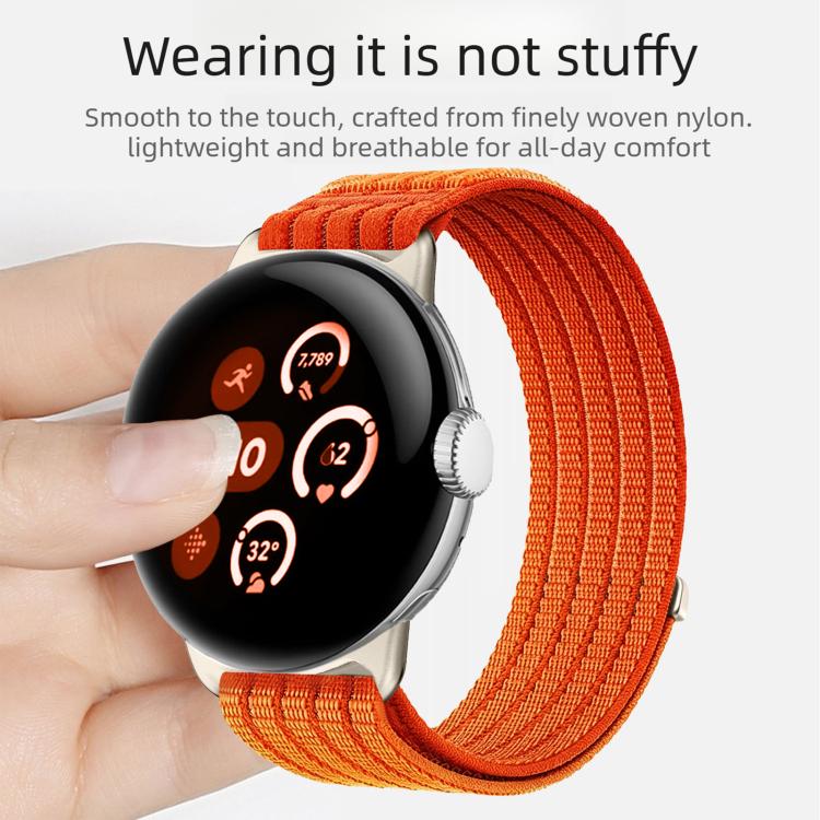 For Google Pixel Watch 4 / Watch 3 45mm Cloud-Feel Breathable Nylon Woven Metal Head Watch Band