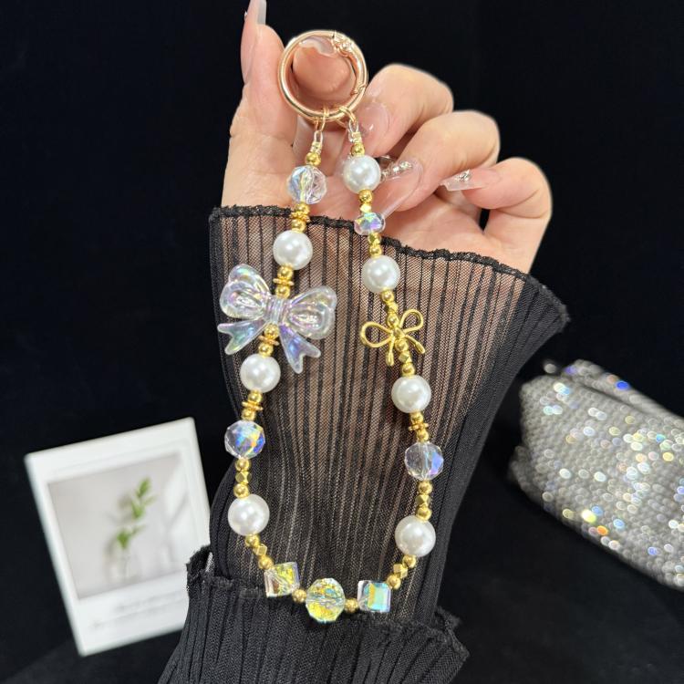 Pearl Crystal Bow Phone Chain
