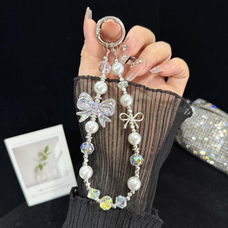 Pearl Crystal Bow Phone Chain