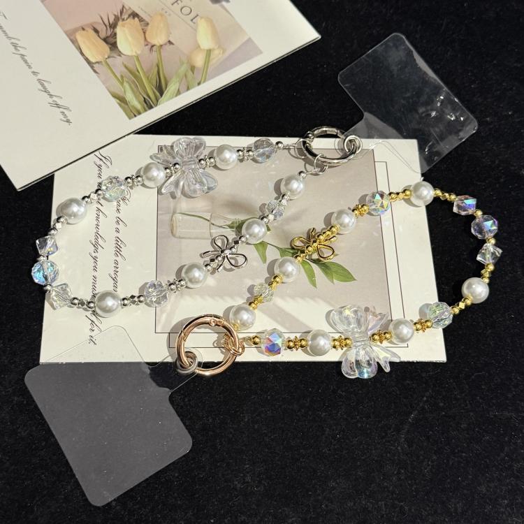 Pearl Crystal Bow Phone Chain