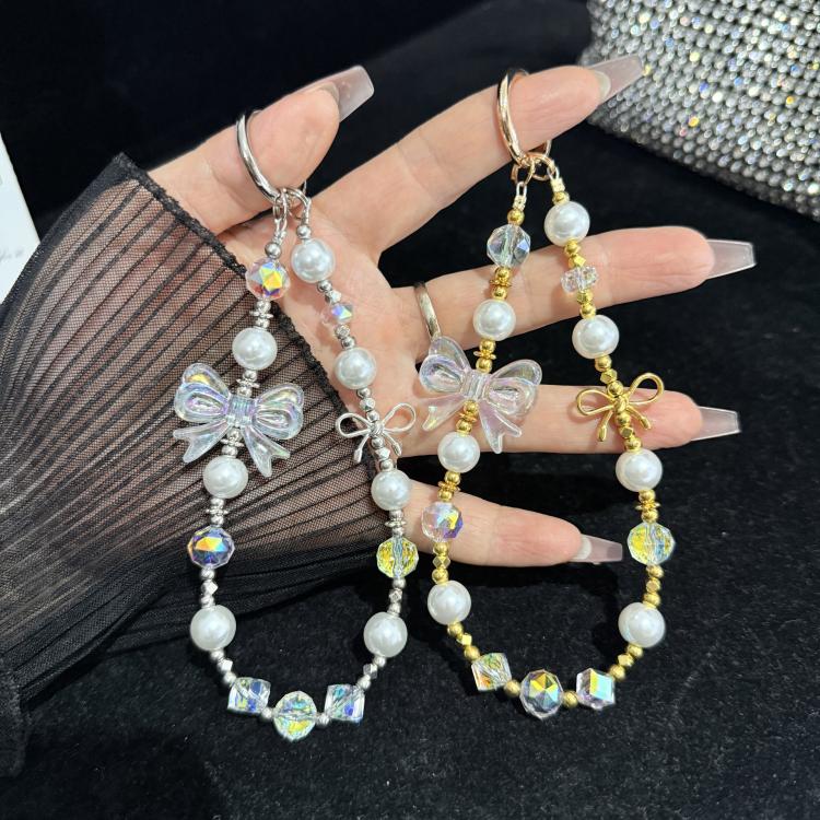 Pearl Crystal Bow Phone Chain
