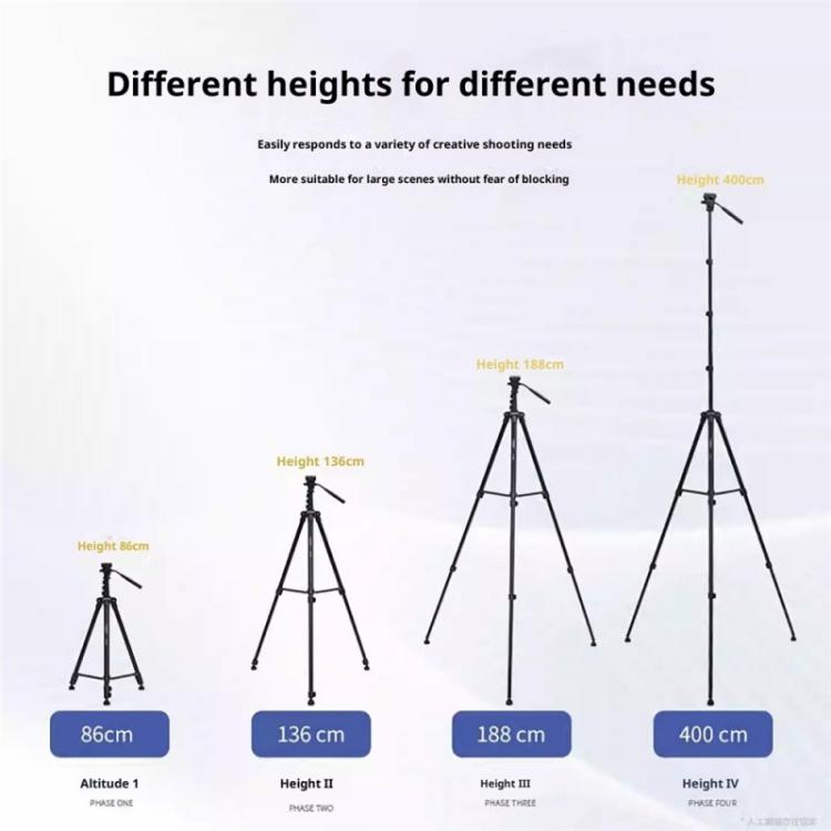 YUNTENG VCT-4000 For DSLR Phone Video 400cm Extended Professional Camera Tripod