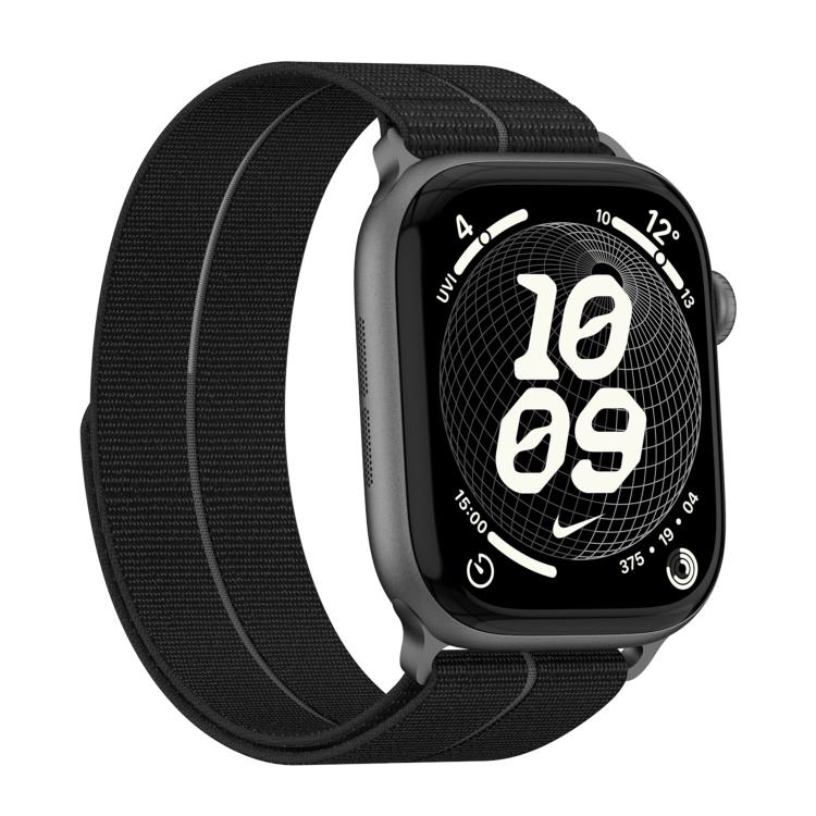For Apple Watch 46mm / 49mm / 45mm / 44mm Feather Light Round Tail Nylon Loop Metal Interface Watch Band
