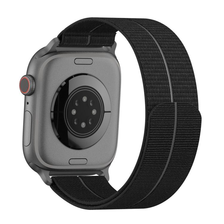 For Apple Watch 46mm / 49mm / 45mm / 44mm Feather Light Round Tail Nylon Loop Metal Interface Watch Band