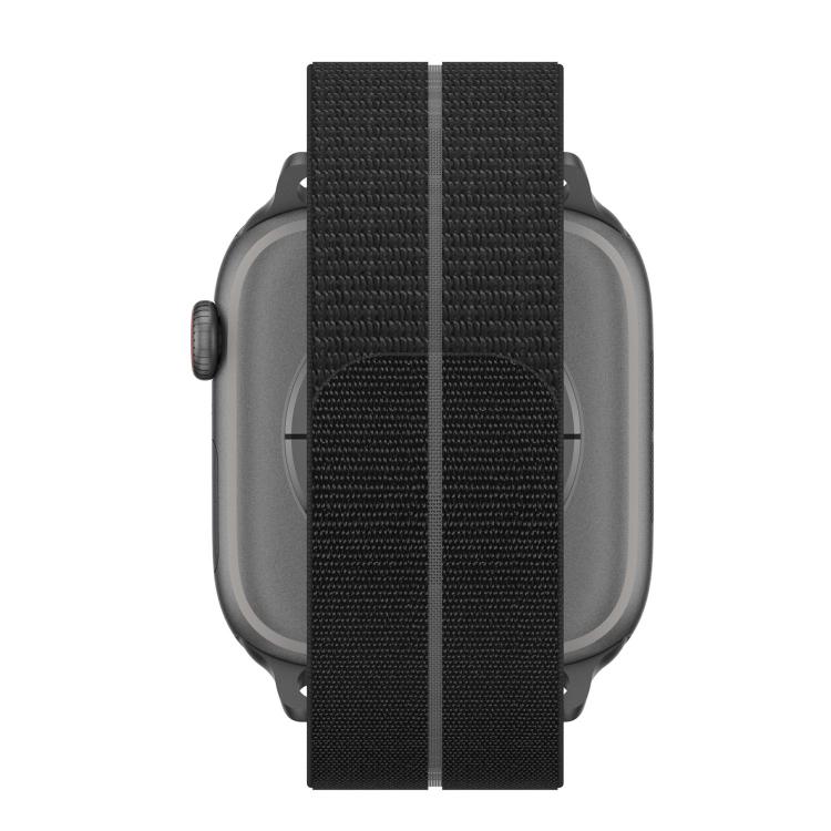 For Apple Watch 46mm / 49mm / 45mm / 44mm Feather Light Round Tail Nylon Loop Metal Interface Watch Band
