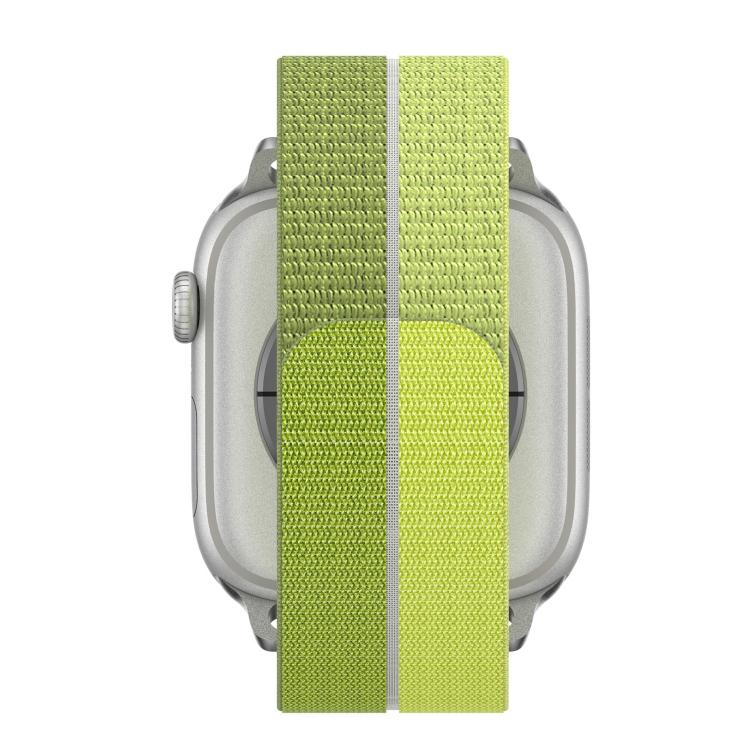 For Apple Watch 46mm / 49mm / 45mm / 44mm Feather Light Round Tail Nylon Loop Metal Interface Watch Band