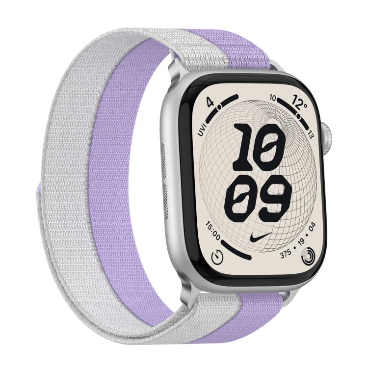 For Apple Watch 46mm / 49mm / 45mm / 44mm Feather Light Round Tail Nylon Loop Metal Interface Watch Band
