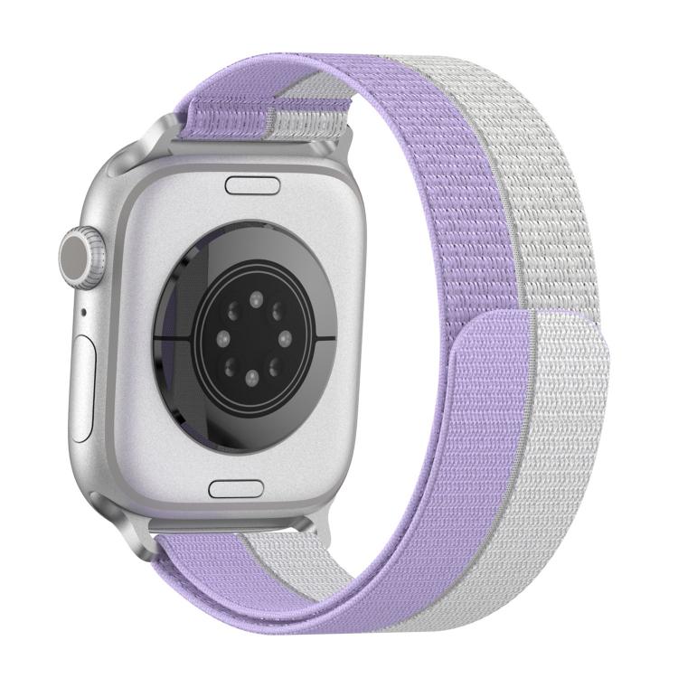 For Apple Watch 46mm / 49mm / 45mm / 44mm Feather Light Round Tail Nylon Loop Metal Interface Watch Band