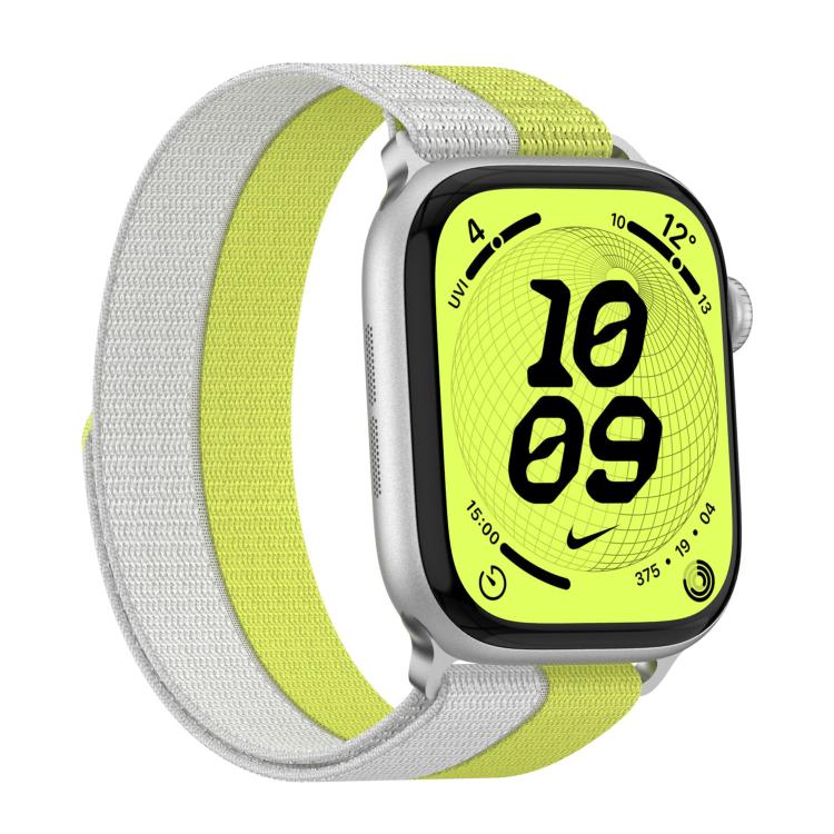 For Apple Watch 46mm / 49mm / 45mm / 44mm Feather Light Round Tail Nylon Loop Metal Interface Watch Band