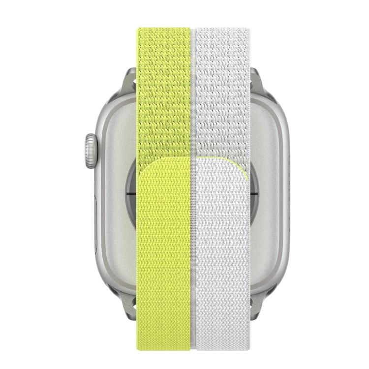 For Apple Watch 46mm / 49mm / 45mm / 44mm Feather Light Round Tail Nylon Loop Metal Interface Watch Band