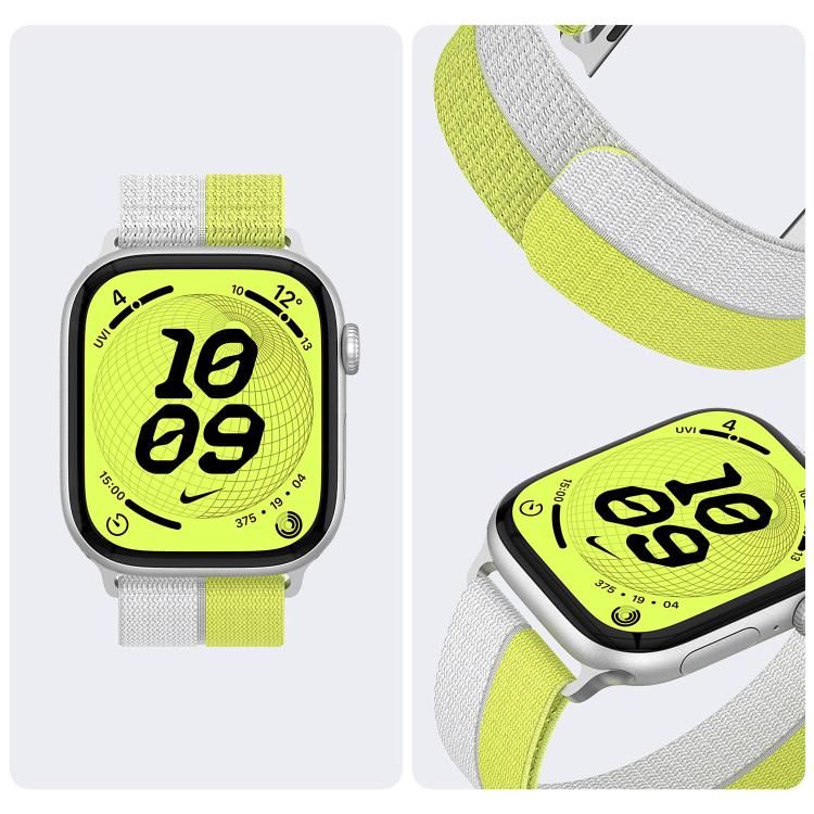 For Apple Watch 46mm / 49mm / 45mm / 44mm Feather Light Round Tail Nylon Loop Metal Interface Watch Band