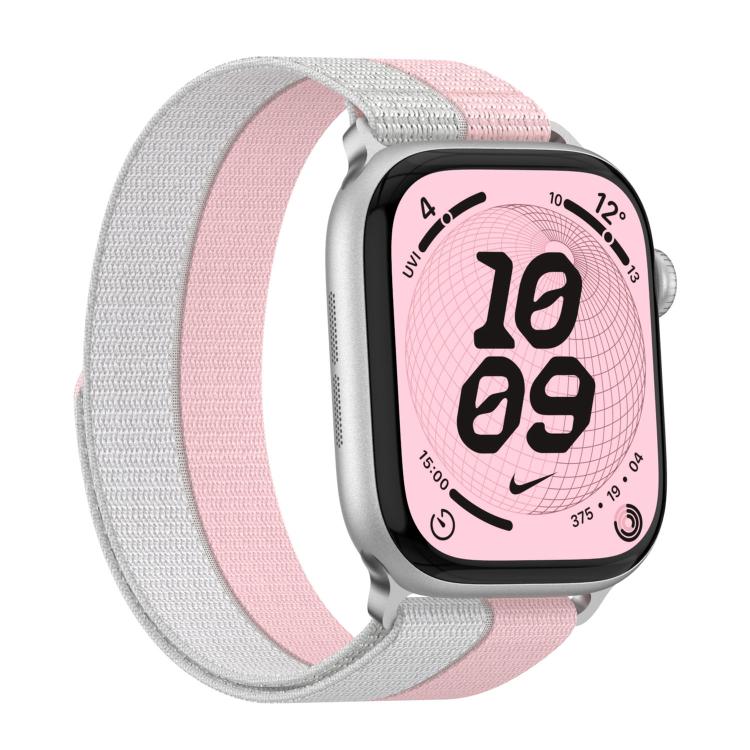 For Apple Watch 46mm / 49mm / 45mm / 44mm Feather Light Round Tail Nylon Loop Metal Interface Watch Band