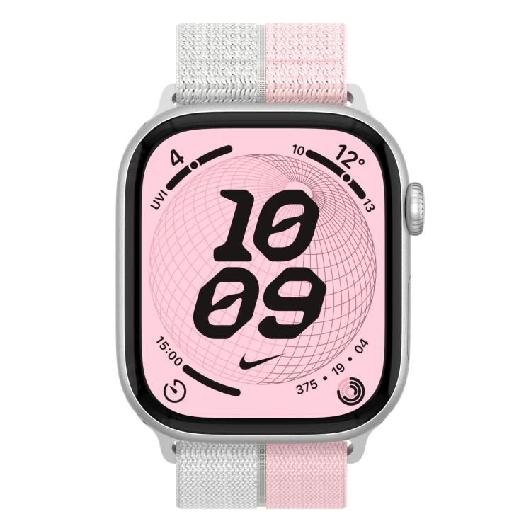 For Apple Watch 46mm / 49mm / 45mm / 44mm Feather Light Round Tail Nylon Loop Metal Interface Watch Band