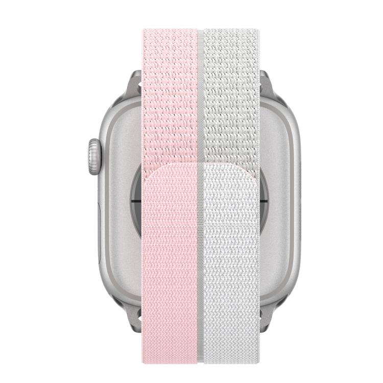For Apple Watch 46mm / 49mm / 45mm / 44mm Feather Light Round Tail Nylon Loop Metal Interface Watch Band