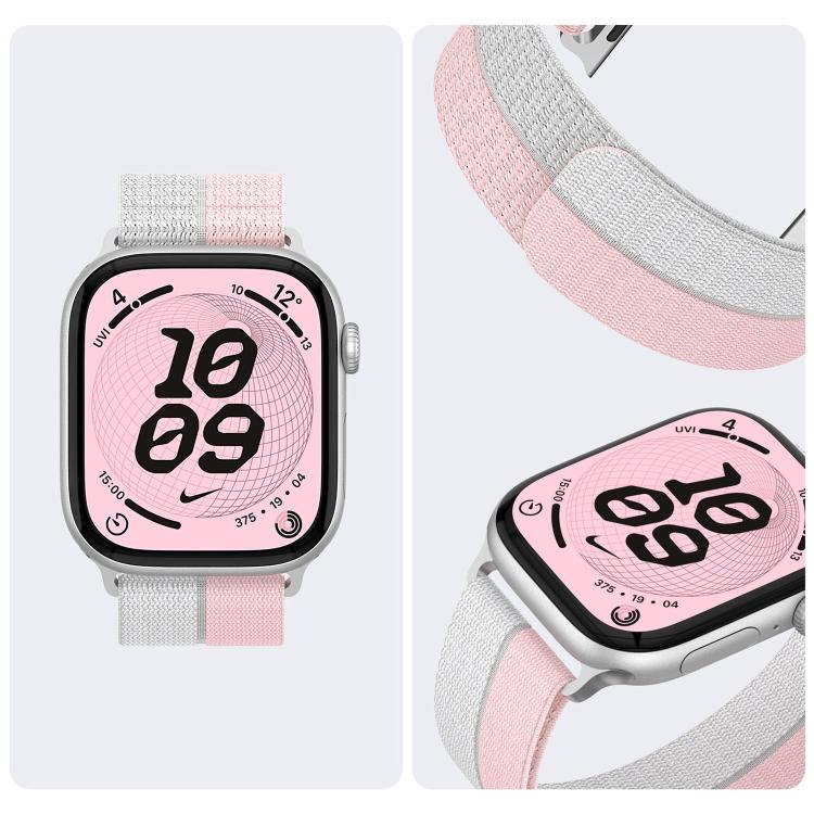 For Apple Watch 46mm / 49mm / 45mm / 44mm Feather Light Round Tail Nylon Loop Metal Interface Watch Band