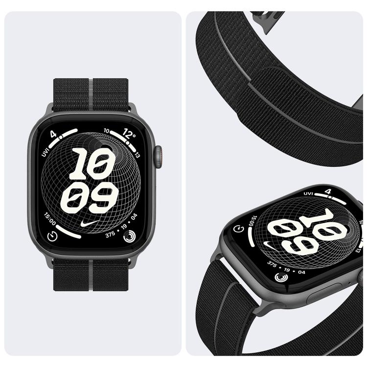 For Apple Watch 42mm / 41mm / 40mm / 38mm Feather Light Round Tail Nylon Loop Metal Interface Watch Band
