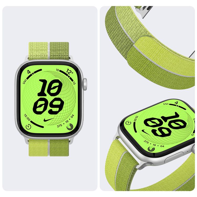 For Apple Watch 42mm / 41mm / 40mm / 38mm Feather Light Round Tail Nylon Loop Metal Interface Watch Band