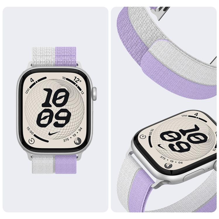 For Apple Watch 42mm / 41mm / 40mm / 38mm Feather Light Round Tail Nylon Loop Metal Interface Watch Band