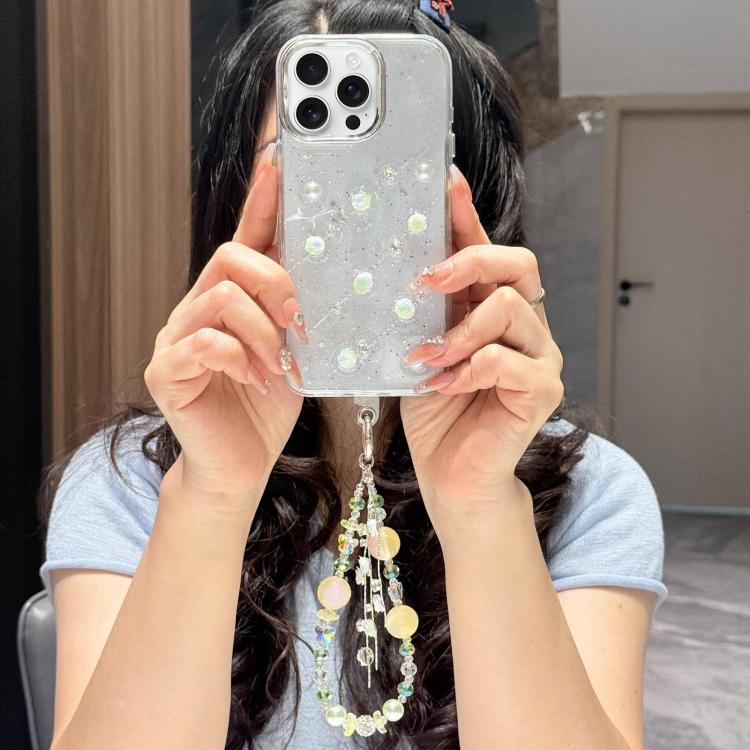 For iPhone 16 Pro Max Little Fresh Rose Pattern Bracelet Chain TPU Phone Case