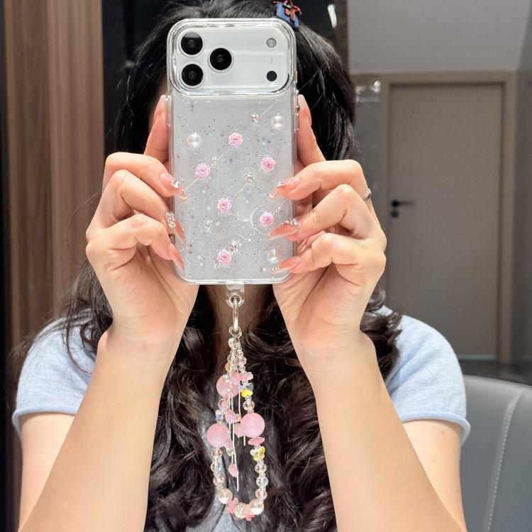 For iPhone 17 Pro Max Little Fresh Rose Pattern Bracelet Chain TPU Phone Case